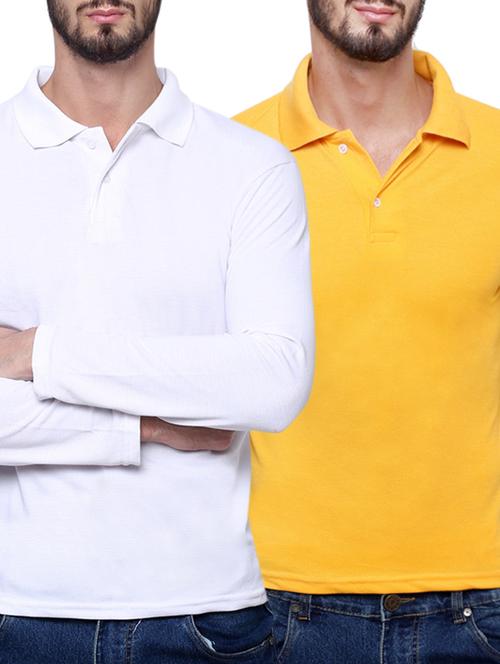 white yellow set of 2 cotton t-shirt - 12888724 - Very Small Image - 1