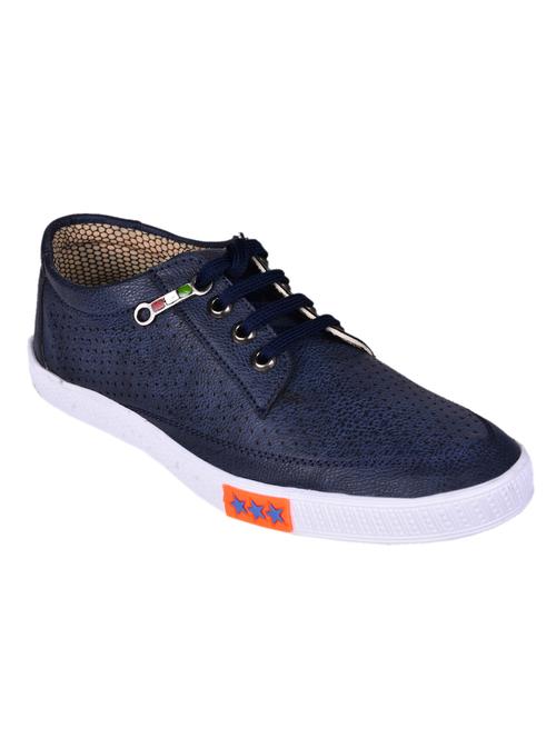 blue leatherette lace up sneakers - 12890121 - Very Small Image - 1