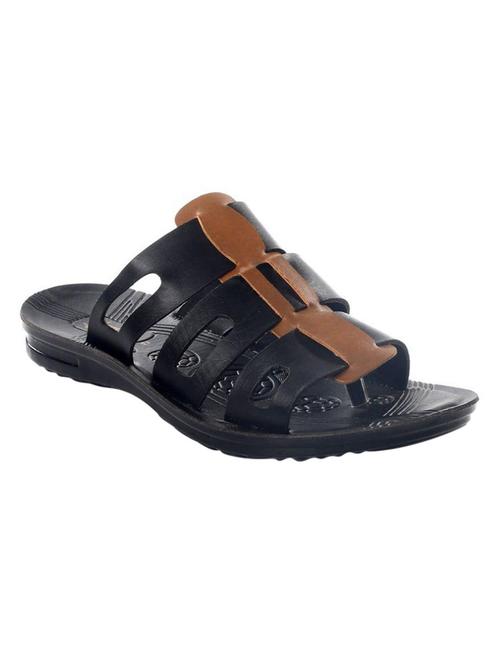 black leatherette slip on slipper - 12891388 - Very Small Image - 1