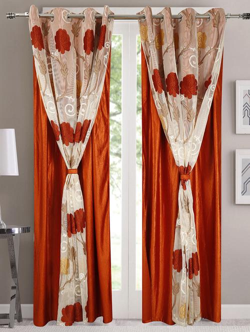 dekor world net solid rust combo. eyelet curtain set (pack of 2) - 12892320 - Very Small Image - 1