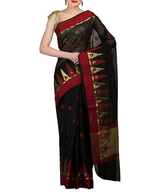 black art silk woven saree with blouse - 12892690 - Very Small Image - 1
