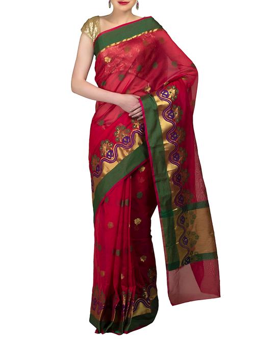 red art silk banarasi saree with blouse - 12892701 - Very Small Image - 1