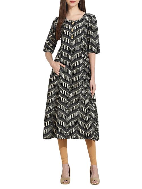 black cotton straight kurta - 12898152 - Very Small Image - 1