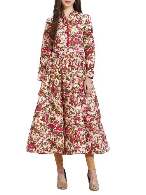 anarkali floral kurta - 12898180 - Very Small Image - 1