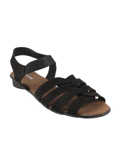 black leatherette back strap sandals - 12899544 - Very Small Image - 1