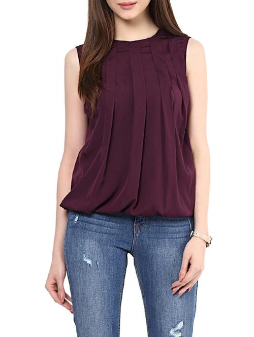 criss cross back pleated blouson top - 12900546 - Very Small Image - 1