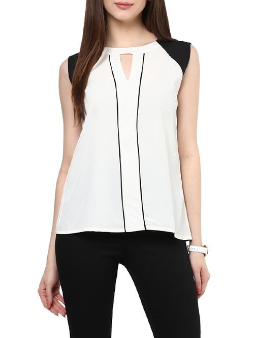 contrast paneled piping detail top - 12900550 - Very Small Image - 1
