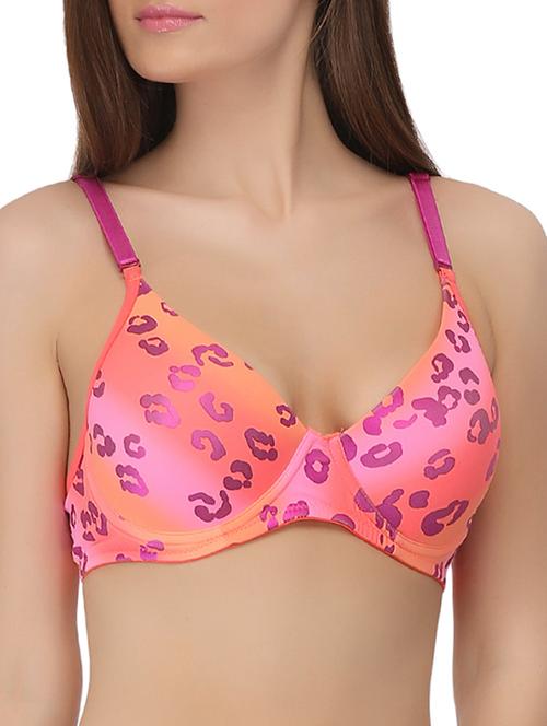 orange animal printed nylon push up bra - 12901759 - Very Small Image - 1
