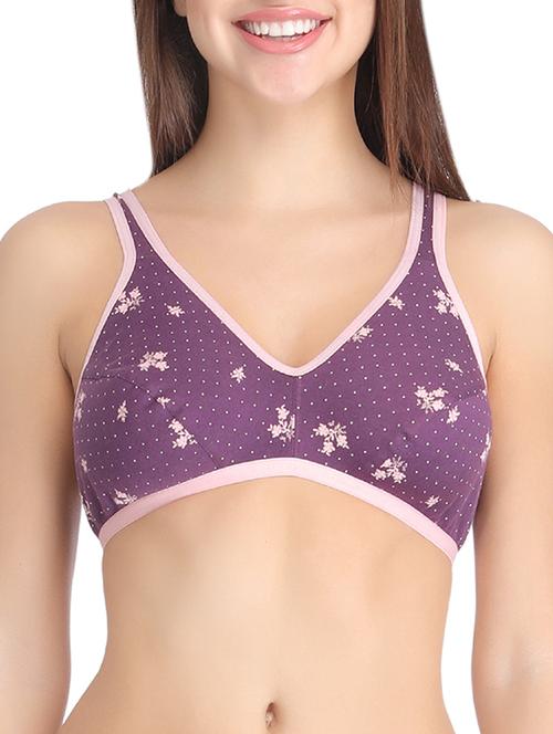 purple printed cotton bra - 12901767 - Very Small Image - 1