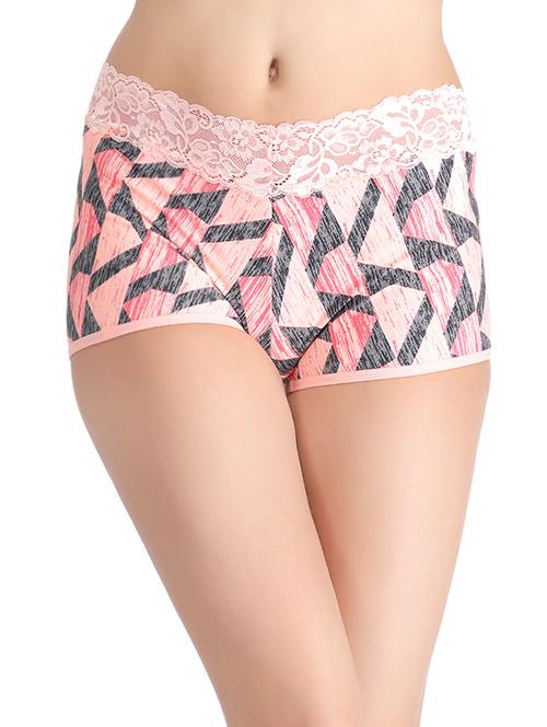 pink printed lace boy shorts panty - 12901813 - Very Small Image - 1