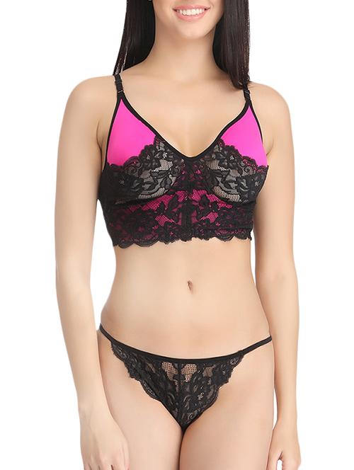 pink lace bra and panty set - 12901840 - Very Small Image - 1