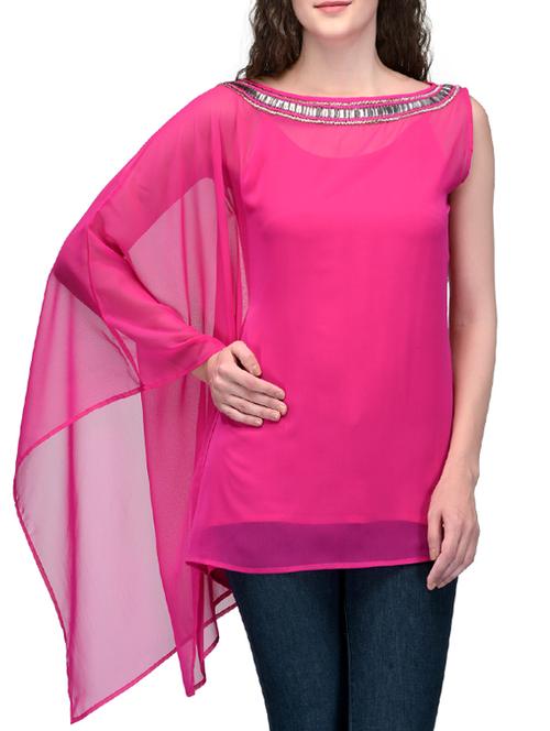pink embellished viscose regular top - 12902342 - Very Small Image - 1