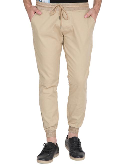 beige cotton casual trousers - 12904164 - Very Small Image - 1