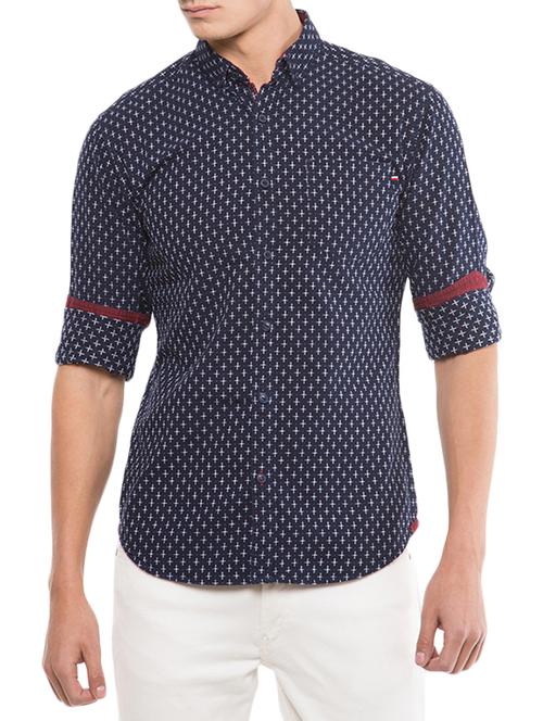 blue cotton printed t-shirt - 12904171 - Very Small Image - 1