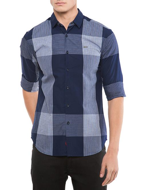blue cotton striped casual shirt - 12904177 - Very Small Image - 1