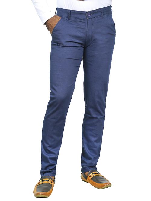 blue satin chinos casual trousers - 12904351 - Very Small Image - 1