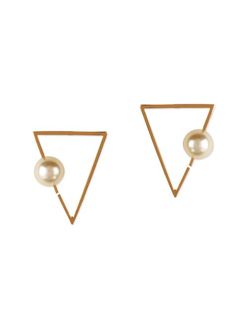 triangle pearl studded earrings - 12904621 - Very Small Image - 1