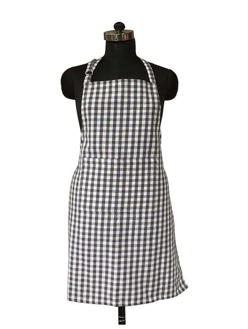 lushomes grey gingham checks apron with pocket and adjustable buckle - 12906619 - Very Small Image - 1