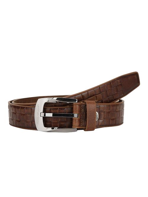 textured brown genuine leather belt - 12907679 - Very Small Image - 1
