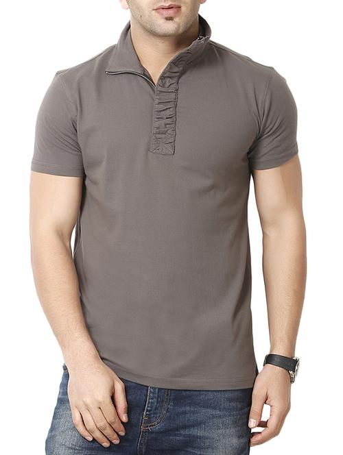 solid taupe cotton t-shirt - 12908432 - Very Small Image - 1
