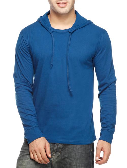 solid dark blue cotton hood t-shirt - 12908454 - Very Small Image - 1