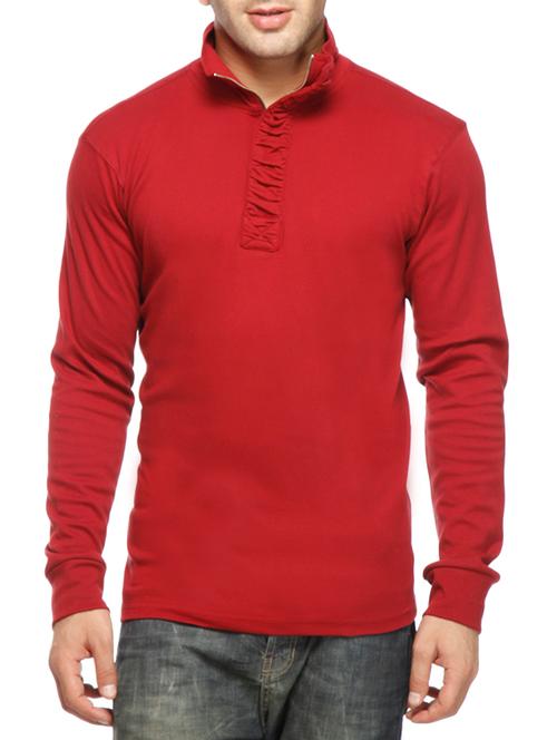 solid maroon cotton t-shirt - 12908459 - Very Small Image - 1