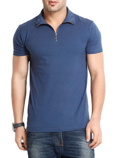 solid navy blue cotton t-shirt - 12908465 - Very Small Image - 1