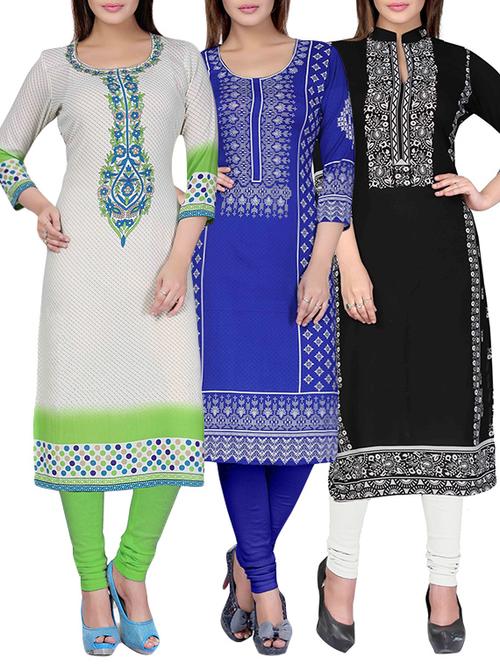 multi colored synthetic combos kurta - 12909443 - Very Small Image - 1