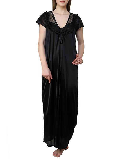 black satin gown set - 12909834 - Very Small Image - 1