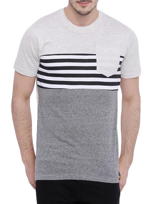grey cotton striped t-shirt - 12910006 - Very Small Image - 1