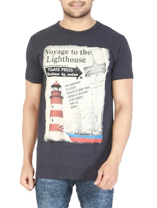 grey cotton graphic t-shirt - 12910915 - Very Small Image - 1