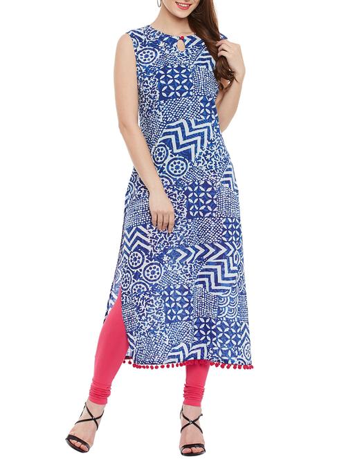 azira indigo sleeveless long kurta - 12911725 - Very Small Image - 1