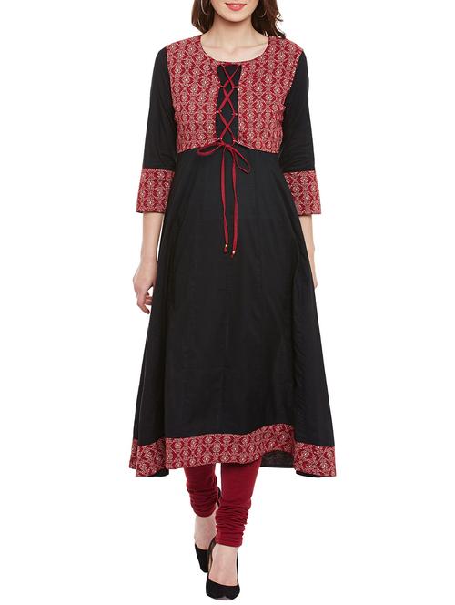 azira black anarkali with detachable jacket - 12911730 - Very Small Image - 1