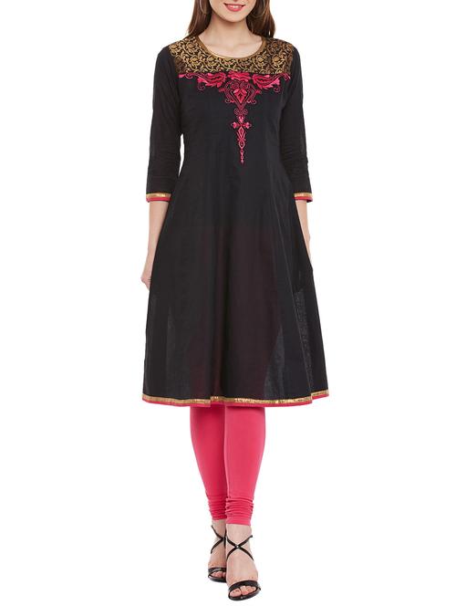 azira black embroidered anarkali kurta - 12911734 - Very Small Image - 1