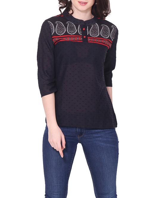 black cotton regular top - 12912714 - Very Small Image - 1