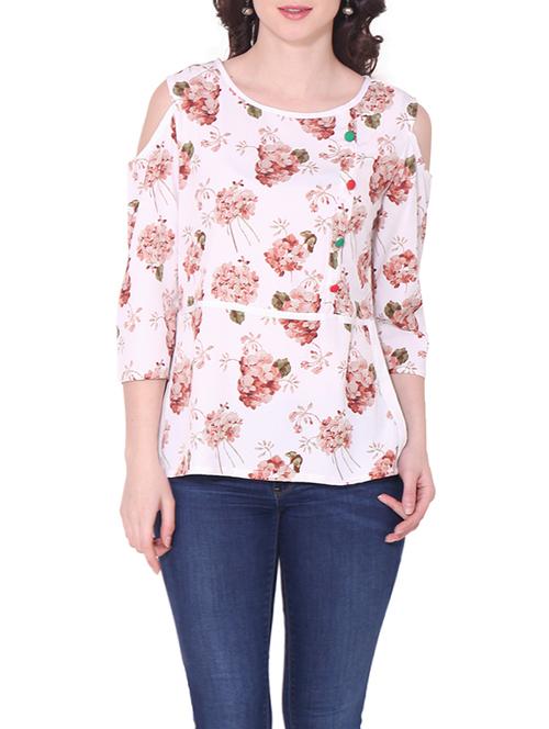 white crepe cold shoulder top - 12912718 - Very Small Image - 1