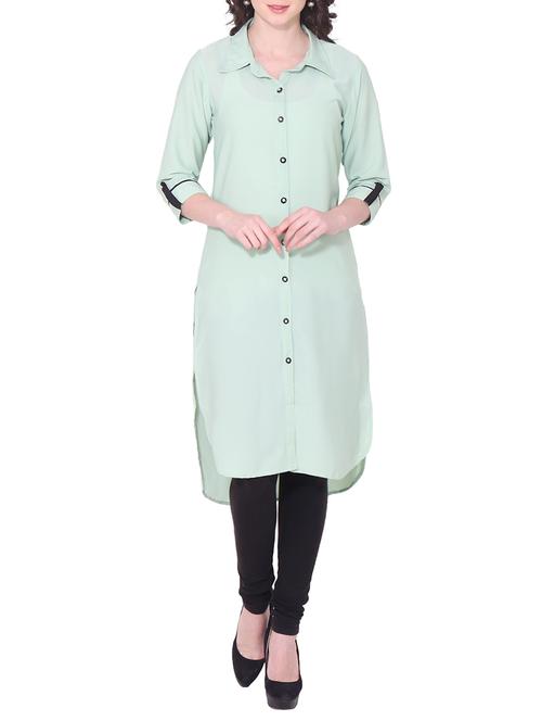 green crepe kurta - 12912720 - Very Small Image - 1
