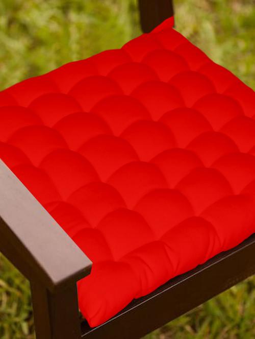 lushomes red comfy cotton chair cushion with 36 knots & 4 tie backs - 12913397 - Very Small Image - 1