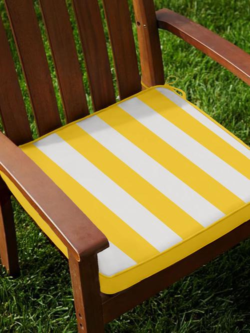 lushomes yellow square striped chairpad with top zipper and 4 strings (2 pcs) - 12913400 - Very Small Image - 1