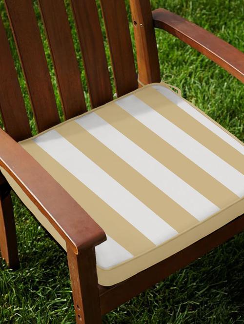 lushomes beige square striped chairpad with top zipper and 4 strings (2 pcs) - 12913404 - Very Small Image - 1