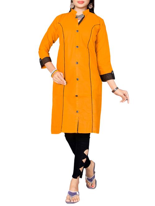 orange cotton aline kurta - 12913442 - Very Small Image - 1