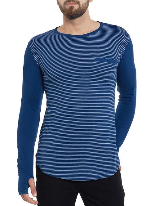 dark blue cotton blend pocket t-shirt - 12914119 - Very Small Image - 1