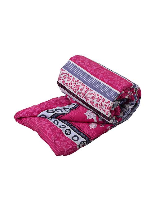 kariba 100% cotton pink floral print reversible double comforter. - 12915395 - Very Small Image - 1