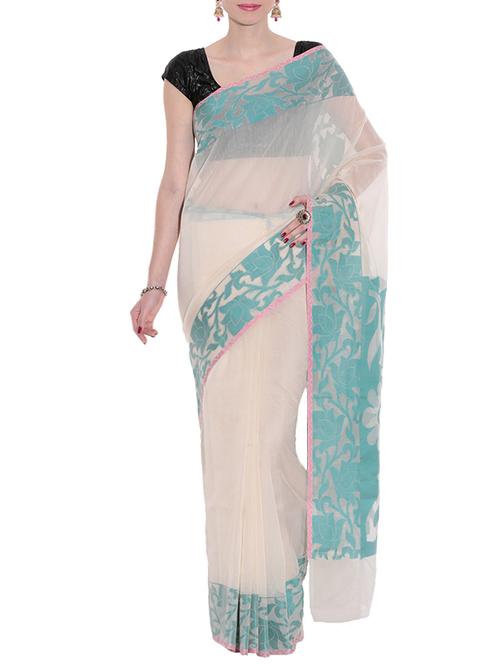 cream banarasi woven art silk saree with blouse - 12916125 - Very Small Image - 1