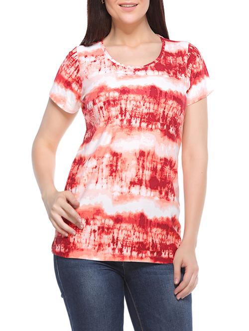 orange viscose printed tee - 12917246 - Very Small Image - 1