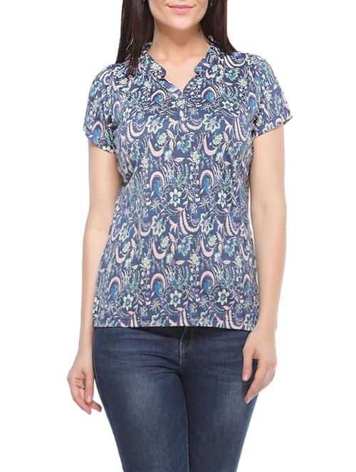 blue viscose regular top - 12917249 - Very Small Image - 1