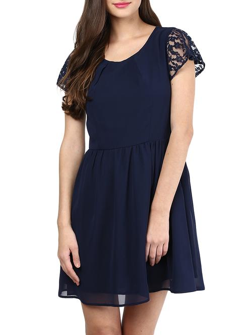 navy blue fit & flare dress - 12917519 - Very Small Image - 1