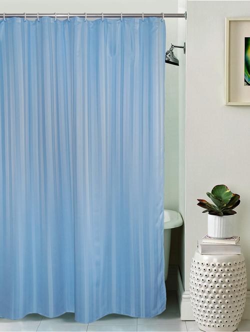 lushomes unidyed blue polyester shower curtain with 12 plastic eyelets - 12917527 - Very Small Image - 1