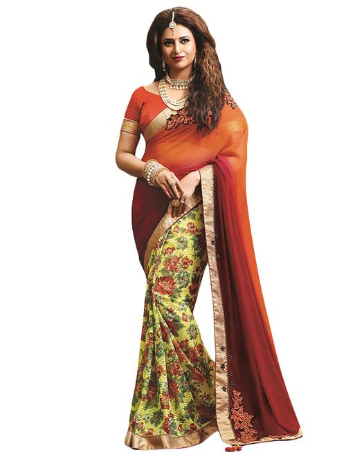 yellow half and half saree with blouse - 12917594 - Very Small Image - 1