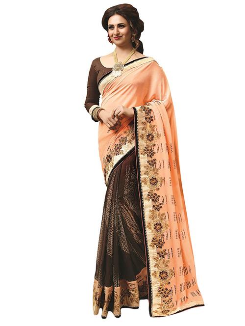 multi colored georgette half and half saree with blouse - 12917605 - Very Small Image - 1